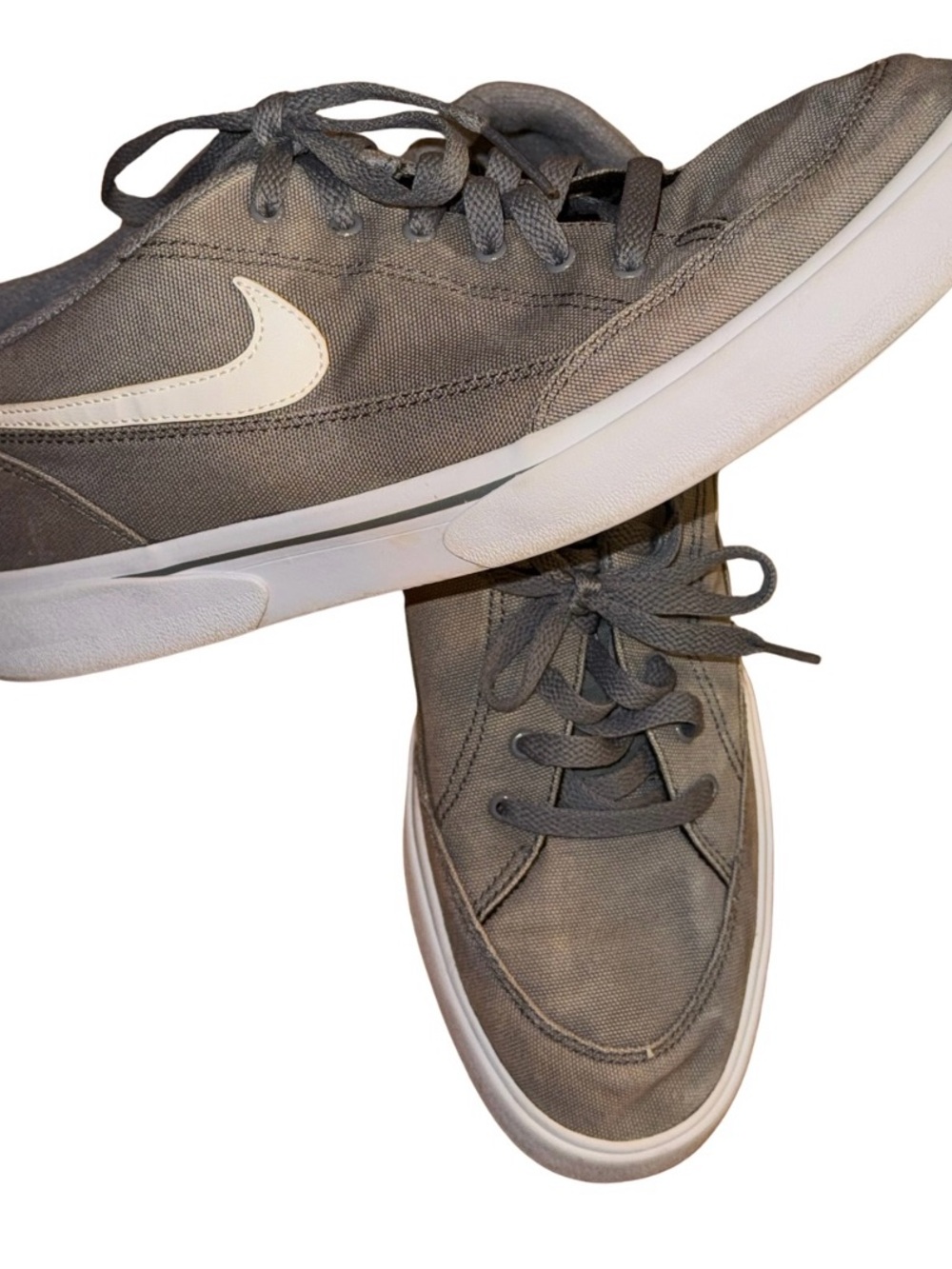 Nike Gray Canvas Low-Top Sneakers with White Swoosh